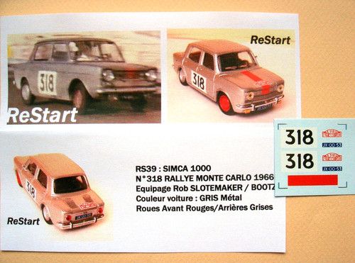 Rs039 decal restart simca - rs039, 1/43